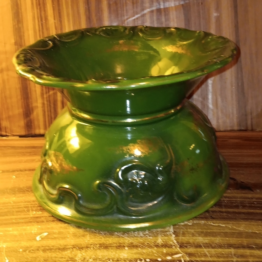 Haynes Pottery green gold planter